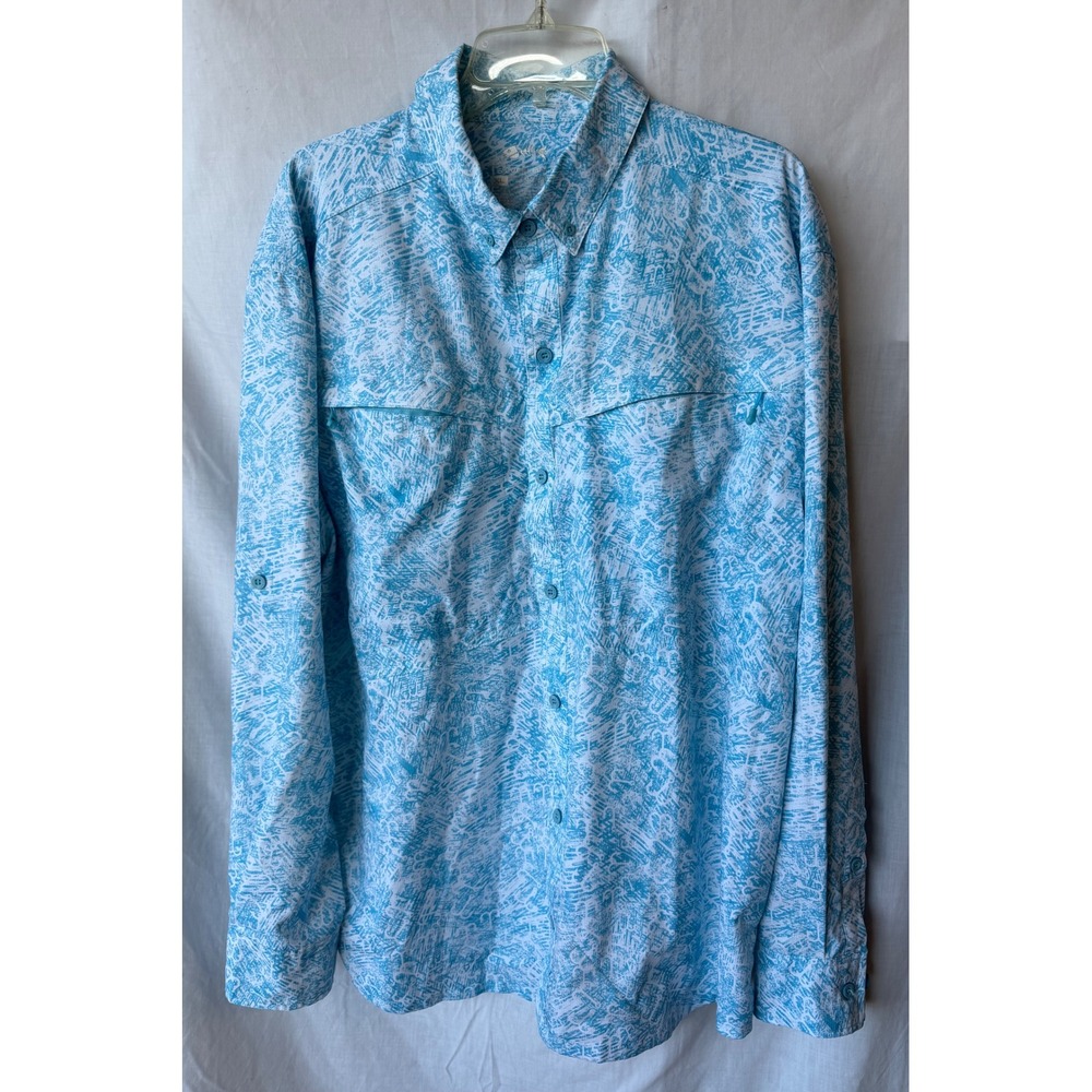Silver Bait Fishing Shirt Blue White Gorpcore Nautical  Performance Coastal XL